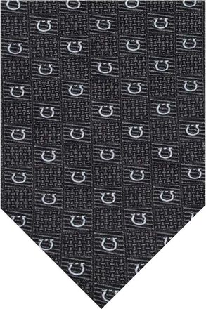 Ferragamo Dark Grey Gancini Textured Tie