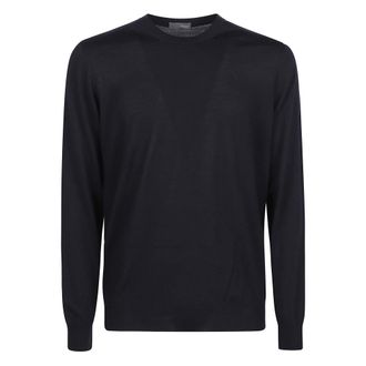 Drumohr Round-neck Knitwear, male, Blue, XL, Crew-neck Jumper