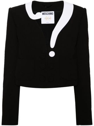 Moschino asymmetric-neck cropped jacket - Black