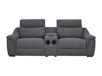 VENTE-UNIQUE.COM Sof&aacute; relax poli&eacute;ster 2 plazas gris 234x99cm