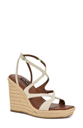 Nine West Adriane Platform Wedge Sandal in Ivory at Nordstrom, Size 8.5