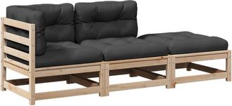 vidaXL Set De Sof&aacute;s De Jard&iacute;n 3 Pzas Con Cojines Madera Maciza De Pino Vidaxl
