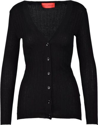 Wild Cashmere Ribbed Cardigan - Black