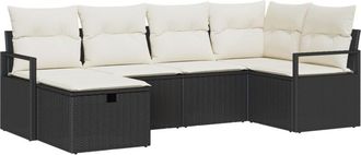vidaXL Vidaxl - Garden Sofa Set 6 pcs Black and cream 232 x 122 x 85 cm