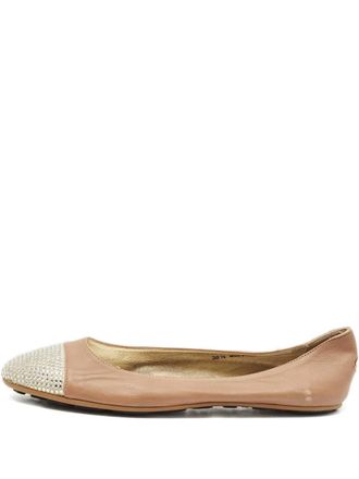 Jimmy Choo London crystal cap-toe ballet flats - Neutrals