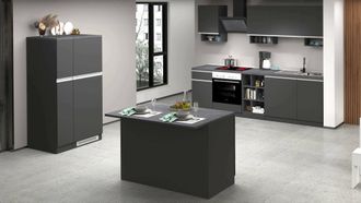 Dmora Dmora - Cocina Completa Armand, Conjunto De Cocina Modular, Cocina Modular Con M&uacute;ltiples Elementos, 100% Made In Italy, Antracita Y Pizarra, Con Embal