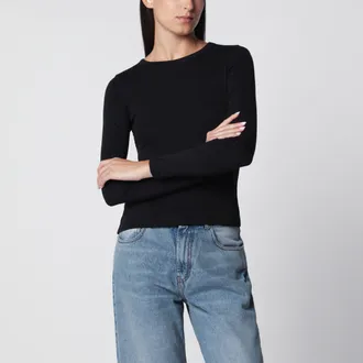 Flore Flore T-shirt a maniche lunghe Max in cotone biologico nera