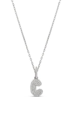 SHYMI Mini Pav&eacute; Bubble Initial Pendant Necklace in Silver at Nordstrom