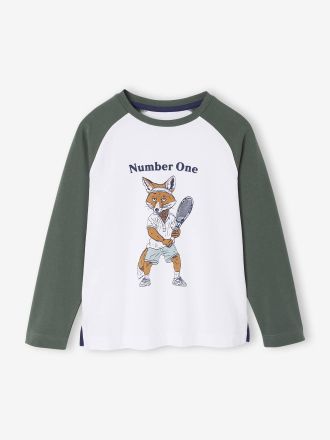 Vertbaudet Tee-shirt manches longues gar&ccedil;on Renard &eacute;cru