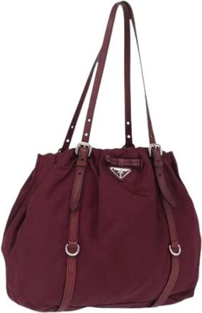 Prada Pre-owned Shoulder Bags, female, Red, Size: ONE SIZE Pre-owned Nylon Shoulder Bag