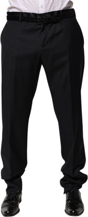 Dolce & Gabbana Black Wool Men Formal Dress Trouser Mens Pants