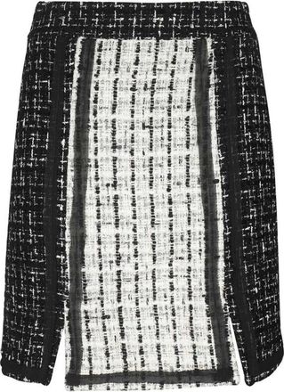 Karl Lagerfeld Boucl&eacute; Wollen Rok met Zijsplitjes - Dames - Korte rokken - Zwart - 2XS - Wol - Rokken