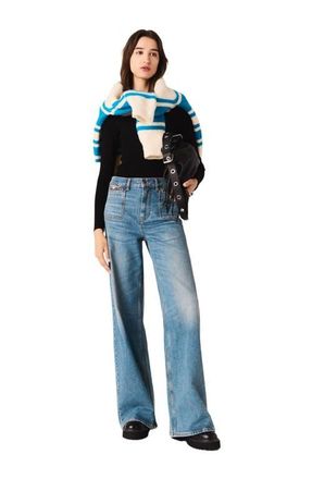 Maje Flared jeans with chain in Blue at Nordstrom, Size 38 Eu