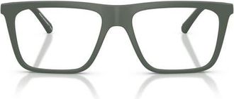 Emporio Armani 56mm Clip-On Style Square Sunglasses in Matte Green /Clear at Nordstrom