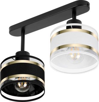 OEM L&aacute;mpara De Techo Negra Con Pantallas, Metal Industrial, 2xe27, Iluminaci&oacute;n Led Moderna Para Sal&oacute;n, Cocina, Dormitorio, Habitaci&oacute;n Infantil, Loft