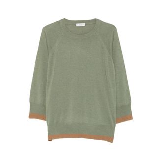 Le Tricot Perugia Maglione con maniche raglan e profili a contrasto - - Knitwear - Donna - Verde - L