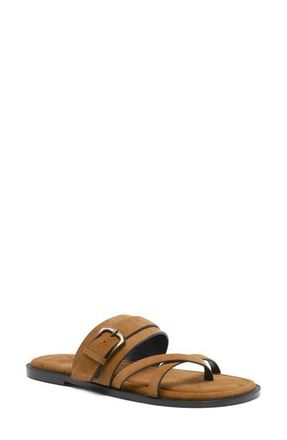 Free People Belted Cross Strap Slide Sandal in Driftwood Tan Suede at Nordstrom, Size 9.5