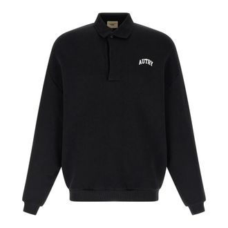 Autry Sweatshirts, male, Black, Size: XL Brushed Cotton Polo Sweatshirt