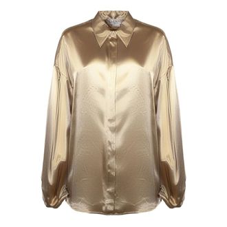 Genny Dames, Blouses & Shirts, Bruin, Maat: XL Satijn