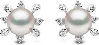 Yoko London 18kt white gold Trend freshwater pearl and diamond earrings - women - Diamond/18kt White Gold/Freshwater Pearl - One Size - Silver