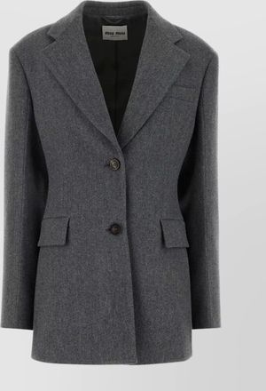 Miu Miu three-button wool blazer with padded shoulders