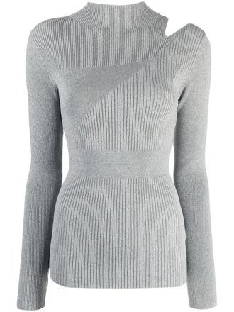 Calvin Klein cut-out ribbed-knit top - women - Viscose/Polyamide - S - Green