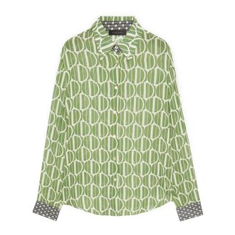 Elena Miro Overhemden, Dames, Groen, 3Xl, Printed Georgette Shirt