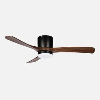 Fabrilamp Abrila - Ventilador Dc Paterna 18w 3 Aspas 6 Velocidades Led Integrado Luz Opcional Control Remoto 27x117x117 Cm Negro/roble