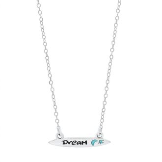 Jessica Elliot Womens Enamel Small Surfboard Necklace - Dream In Silver