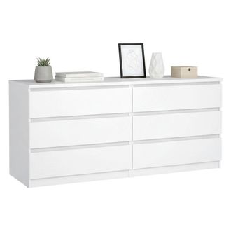 Dmora Dmora Commode &Agrave; Six Tiroirs, Coloris Blanc Brillant, 153 X 70 X 50 Cm
