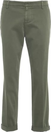 Dondup Broeken, Heren, Groen, W36, Katoen, Groene Chinos Klassieke Slim Fit Broek