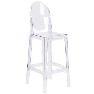 Flash Furniture Ghost Barstool with Oval Back in Revna Transparent Crystal