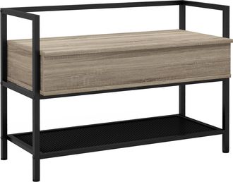 HOMCOM Homcom - Banco Zapatero Con Tapa Abatible Mueble Zapatero Con Banco Con Compartimento Oculto Y Estante De Malla Para 4 Pares De Zapatos 84x39,5x61 Cm