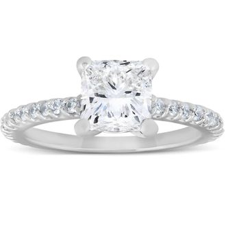 Pompeii3 Certified 3 1/2ct Princess Cut Diamond Engagement Ring 14k White Gold Lab Grown
