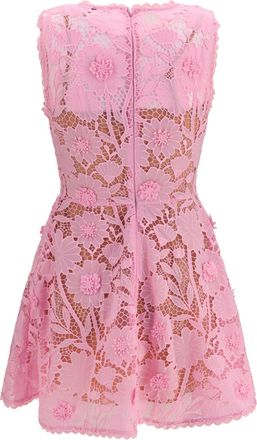 Self Portrait Womens Short Lace Dress Pink Polyester