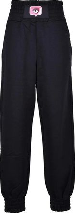 Chiara Ferragni Black Cotton Polyester Trackpants