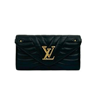 Louis Vuitton Black Leather Long Wallet (Bi-Fold) (Pre-Owned)