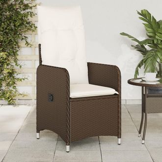 vidaXL Sillones Reclinables Jard&iacute;n Con Cojines Marrones 2 Uds Rat&aacute;n Pe Vidaxl