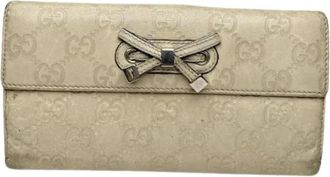 Gucci Pre-owned Canvas Portemonnee - Dames - Vintage Accessoires - Beige - ONE Size - Vintage