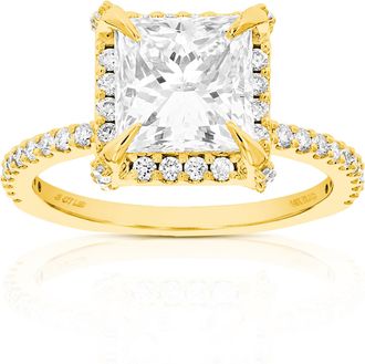 Vir Jewels 3 cttw Princess Lab Grown Diamond Engagement Solitaire Ring in 14K Yellow Gold For Women