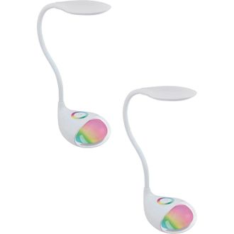 Loops 2 PACK Table Lamp Colour White Plastic Touch On/Off Dimmable LED 2.2W 0.3W