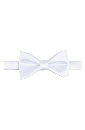 ConStruct Solid Satin Pre-Tied Bow Tie in White at Nordstrom Rack