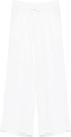 P.A.R.O.S.H. Witte broek met elastische tailleband en trekkoord - Dames - Wijde Broeken - Wit - M - Broeken