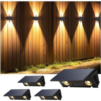 OEM L&aacute;mpara Solar De Pared Para Exteriores, Nueva Generaci&oacute;n 2025, Luz De Pared Solar Vertical, Luz Blanca C&aacute;lida, 1500 Mah, Ip67, Resistente Al Agua, 4 U