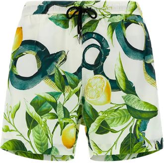 Roberto Cavalli Costume da bagno con stampa serpente - Bianco