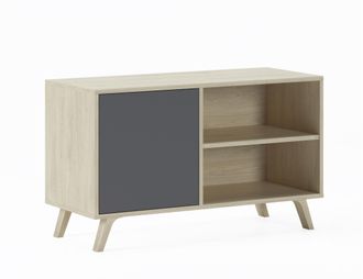 Skraut Home Skraut Home - Mueble Tv 100 Con Puerta Izquierda, Sal&oacute;n Comedor, Modelo Wind, Color Estructura Roble, Color Puerta Gris Antracita, Medidas 95x40x57cm 