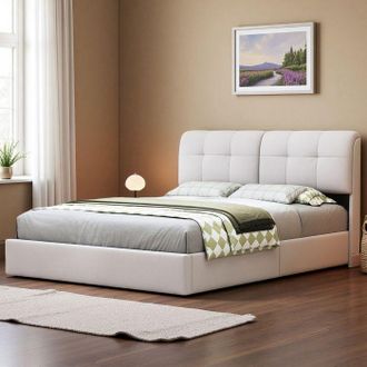 OEM Cama De Adulto 160x200 Cm, Sm03, Led Rgb, Hidr&aacute;ulica, Terciopelo, Marco De Cama De Adulto 160x200 Cm, Beige