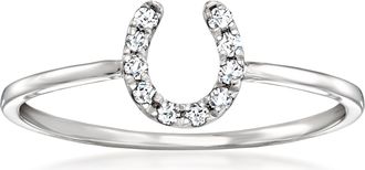 RS Pure by Ross-Simons Diamond Horseshoe Ring in Sterling Silver