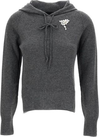 Simone Rocha Embellished Relaxed Cashmere Cardigan - female - Simone Rocha - Cashmere Knitwear - Gray - XS - Knitwear