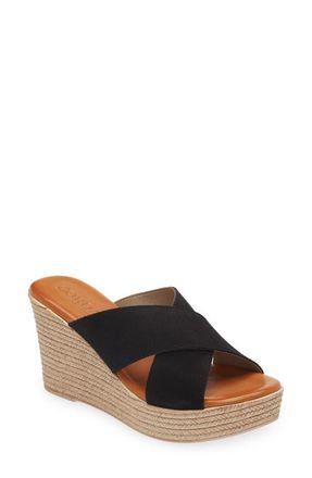 Cordani Braylin Espadrille Wedge Sandal in Black Suede at Nordstrom, Size 6.5Us